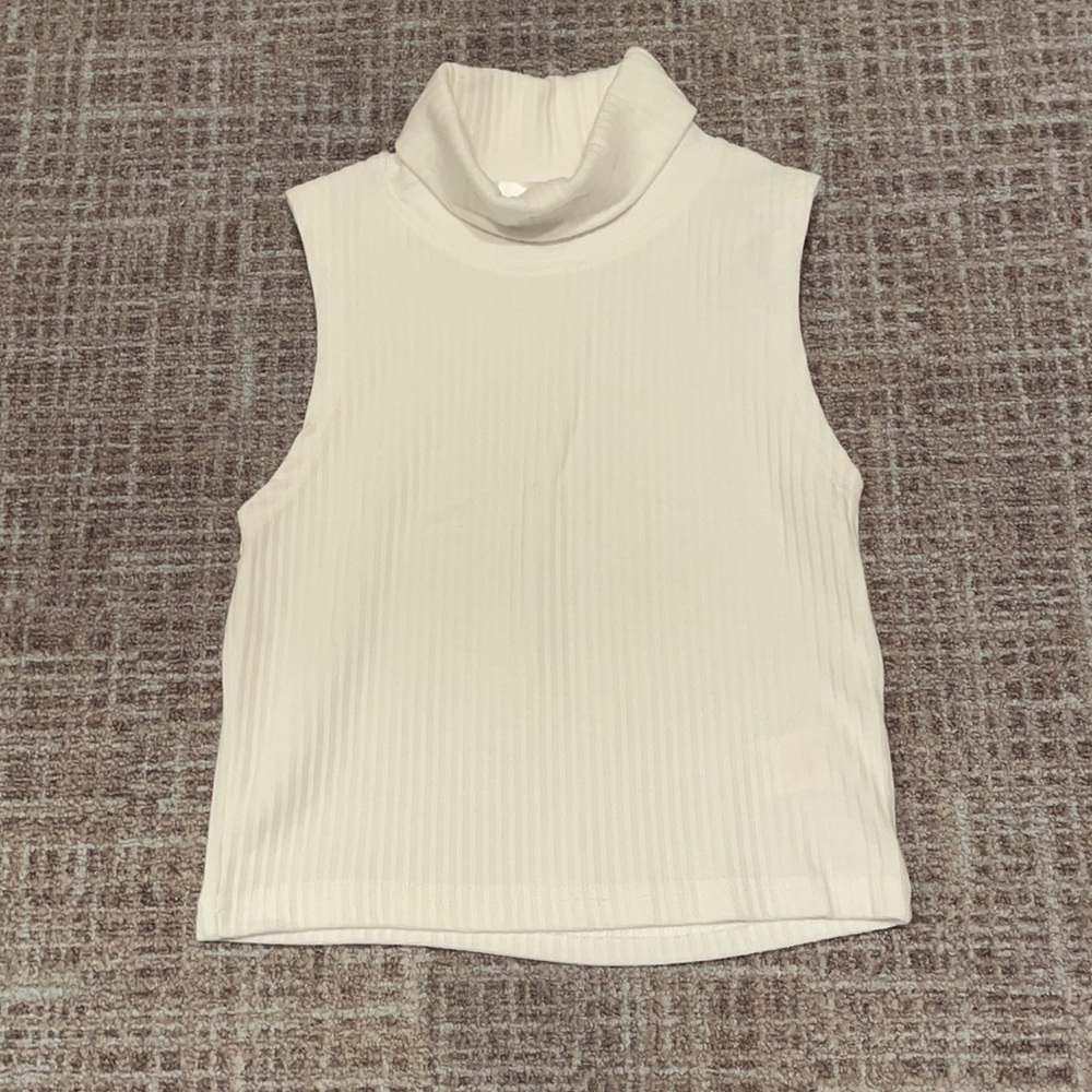 ASOS White Ribbed Mock Neck Crop Top - Size 2